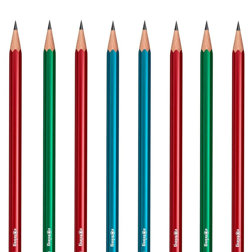 Rotring | Woodcase | HB Graphite Pencil | Core Assorted Colours | Blister Pack of 4 Wooden Pencils