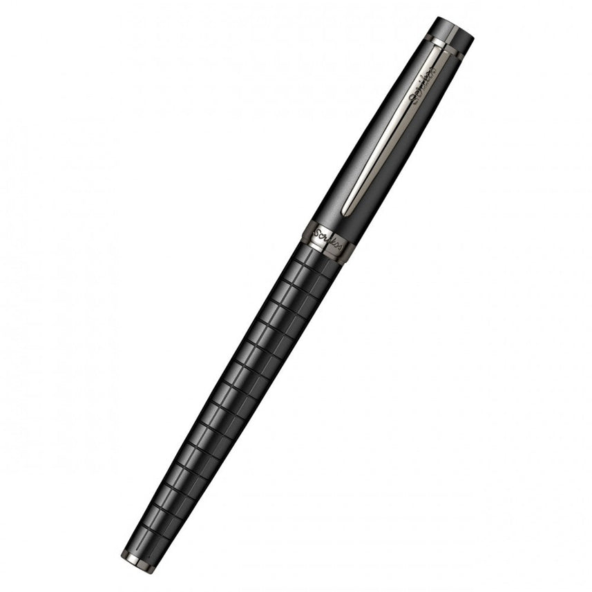 Scrikss | Honour 38 | Matt Black | Roller Ball Point Pen | Checkered Pattern