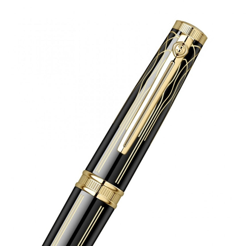 Scrikss | Heritage | Glossy Black | Roller ball Pen | 23k Gold Plated | 1.0mm