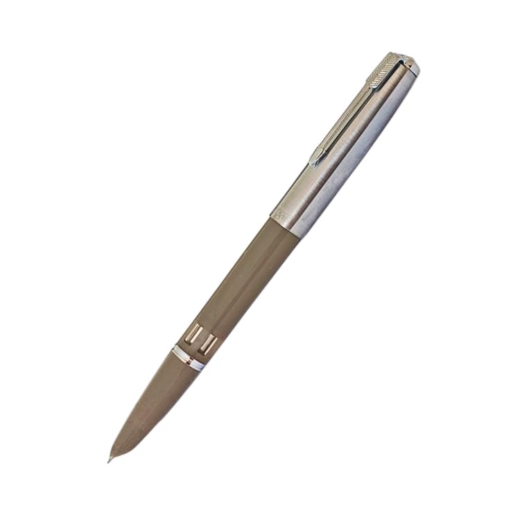 Wing Sung 601 Steel Cap Vacumatic Double Bead Fountain Pen with Ink Window, Extra Fine Nib (Light Brown)