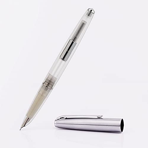Moonman 101 Acrylic Celluloid Fountain Pen Fine Nib 0.5mm with Stainless Steel Cap- Transparent Body