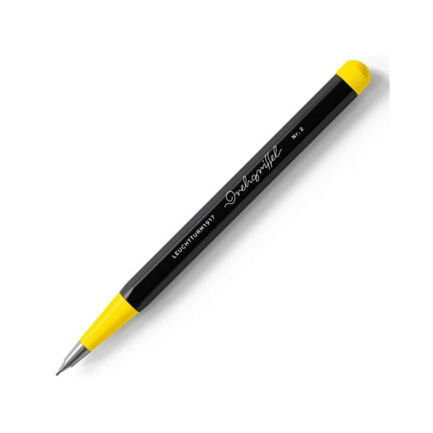LEUCHTTURM1917 0.7mm Mechanical Clutch Pencil | Graphite HB Lead | Drehgriffel No. 2 | Bauhaus Edition | Black/Lemon Yellow