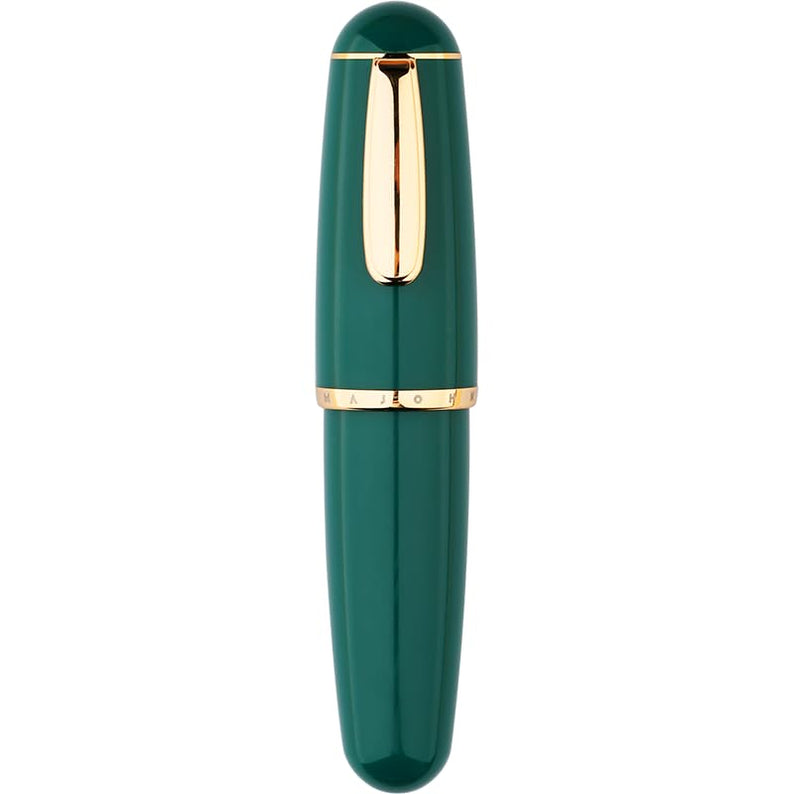 Moonman Q1 Mini Eyedropper Extra Fine Fountain Pen, Pine Blossom Green Resin Short Pocket Pen,Large Capacity Writing Pen Case Set