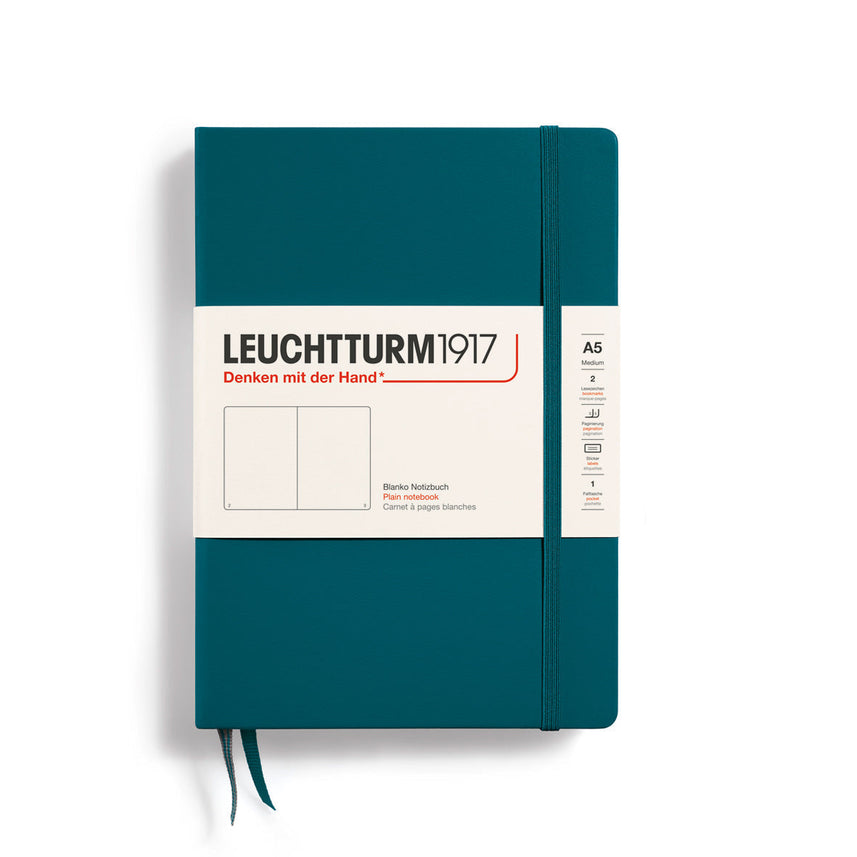 LEUCHTTURM1917 Hardcover Notebook Medium (A5), Plain, 251 Pages - Pacific Green