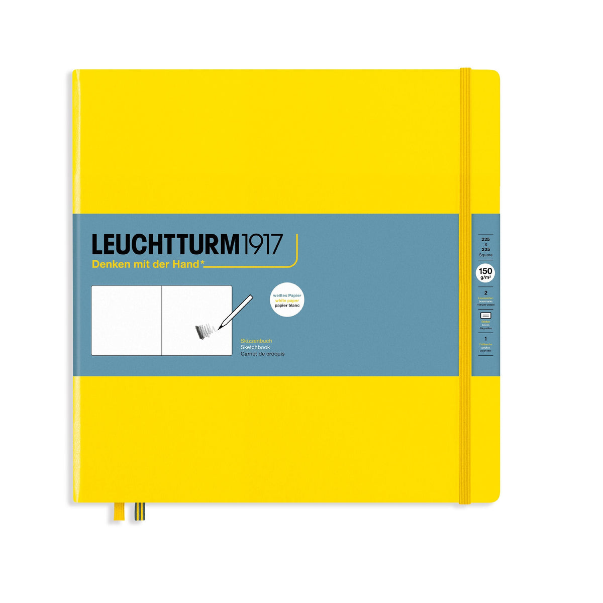 LEUCHTTURM1917 Hardcover Sketchbook Square, Plain, 112 Pages - Lemon