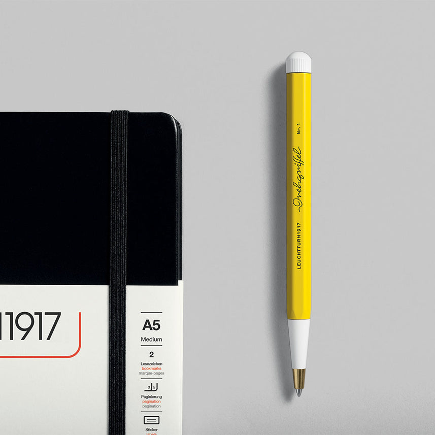 LEUCHTTURM1917 Gel Pen with Document Proof Black Ink | Drehgriffel No. 1 | Lemon Yellow| Twist Mechanism