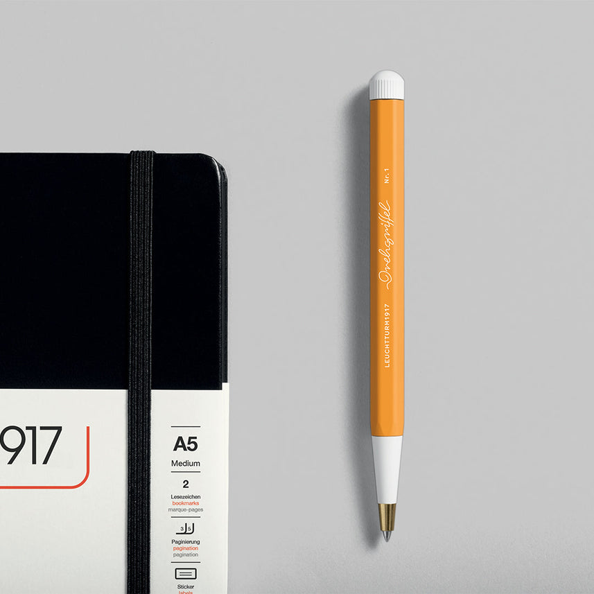 LEUCHTTURM1917 Ball Point Pen with Royal Blue Ink | Drehgriffel No. 1 | Rising Sun Orange | Twist Mechanism
