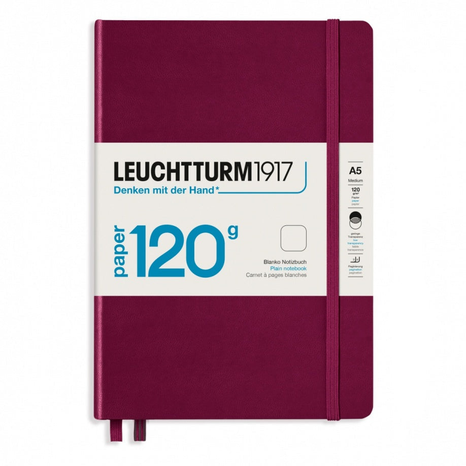 LEUCHTTURM1917 120G Edition Hardcover Notebook Medium (A5), Plain, 203 Pages - Port Red
