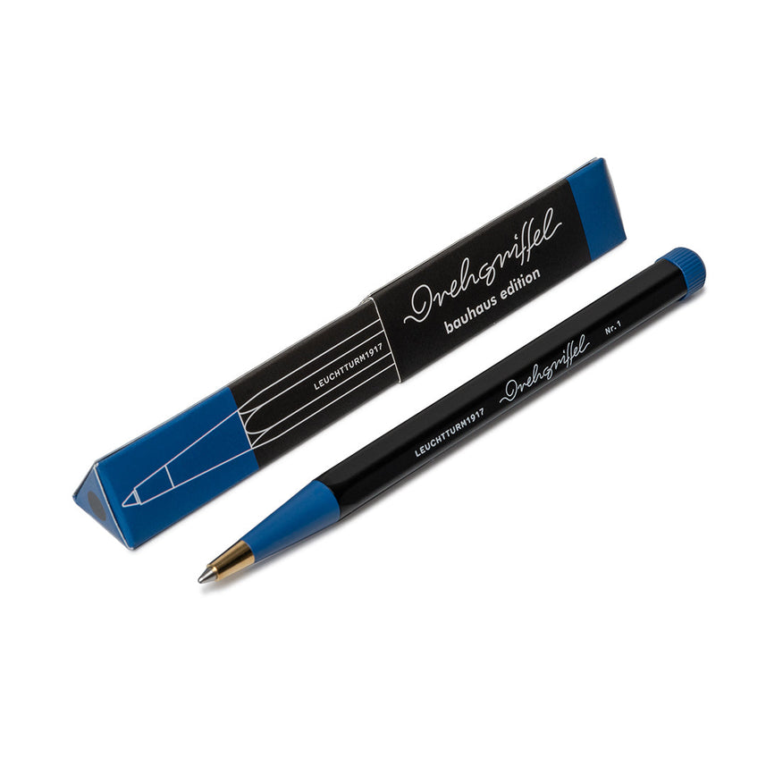 LEUCHTTURM1917 Ball Point Pen with Royal Blue Ink | Bauhaus Edition | Drehgriffel No. 1 | Black/Royal Blue | Twist Mechanism