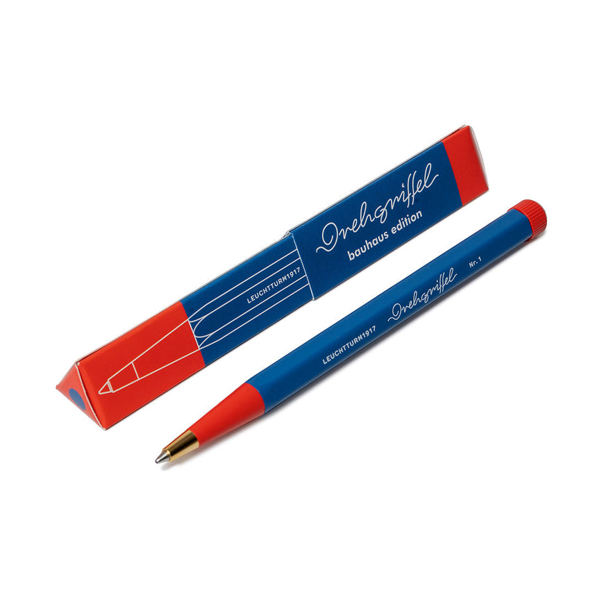 LEUCHTTURM1917 Ball Point Pen with Royal Blue Ink | Bauhaus Edition | Drehgriffel No. 1 | Royal Blue/Red | Twist Mechanism