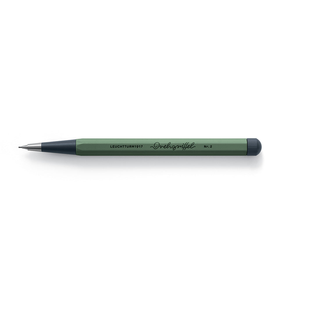 LEUCHTTURM1917 0.7mm Mechanical Clutch Pencil | Graphite HB Lead | Drehgriffel No. 2 | Olive Green | Twist Mechanism