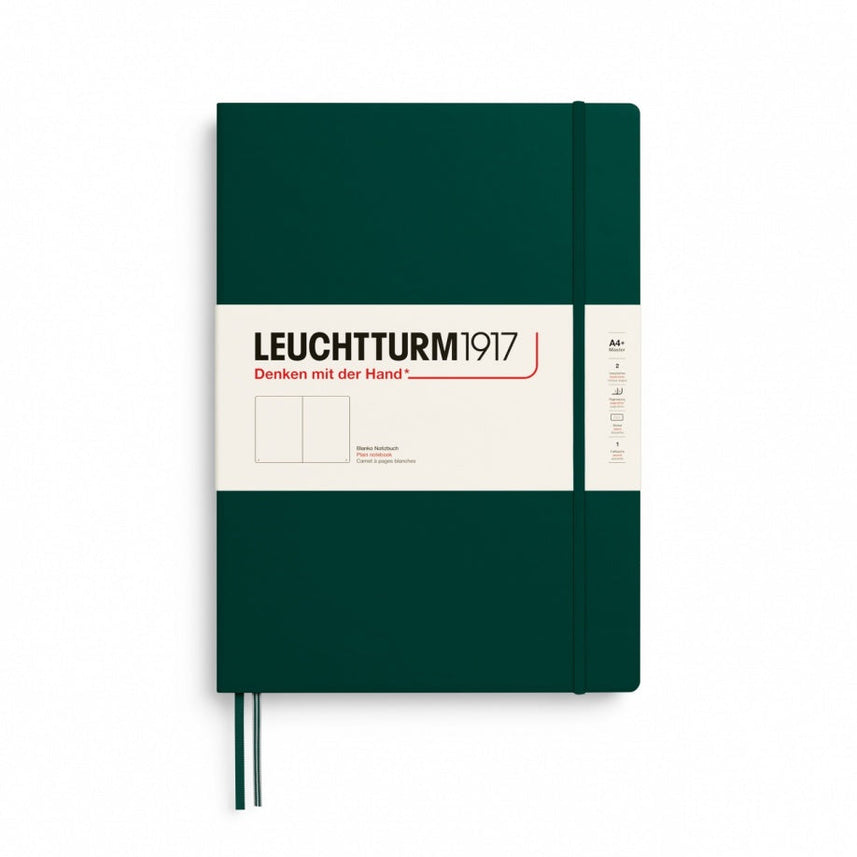 LEUCHTTURM1917 Master Slim Hardcover Notebook (A4+), Plain, 123 Pages - Forest Green