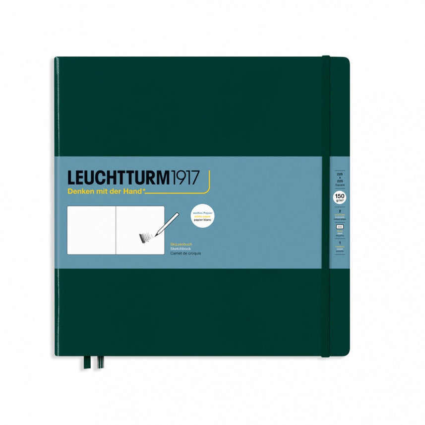 LEUCHTTURM1917 Hardcover Sketchbook Square, Plain, 112 Pages - Forest Green
