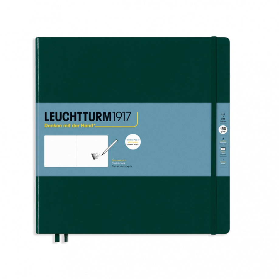 LEUCHTTURM1917 Hardcover Sketchbook Square, Plain, 112 Pages - Forest Green