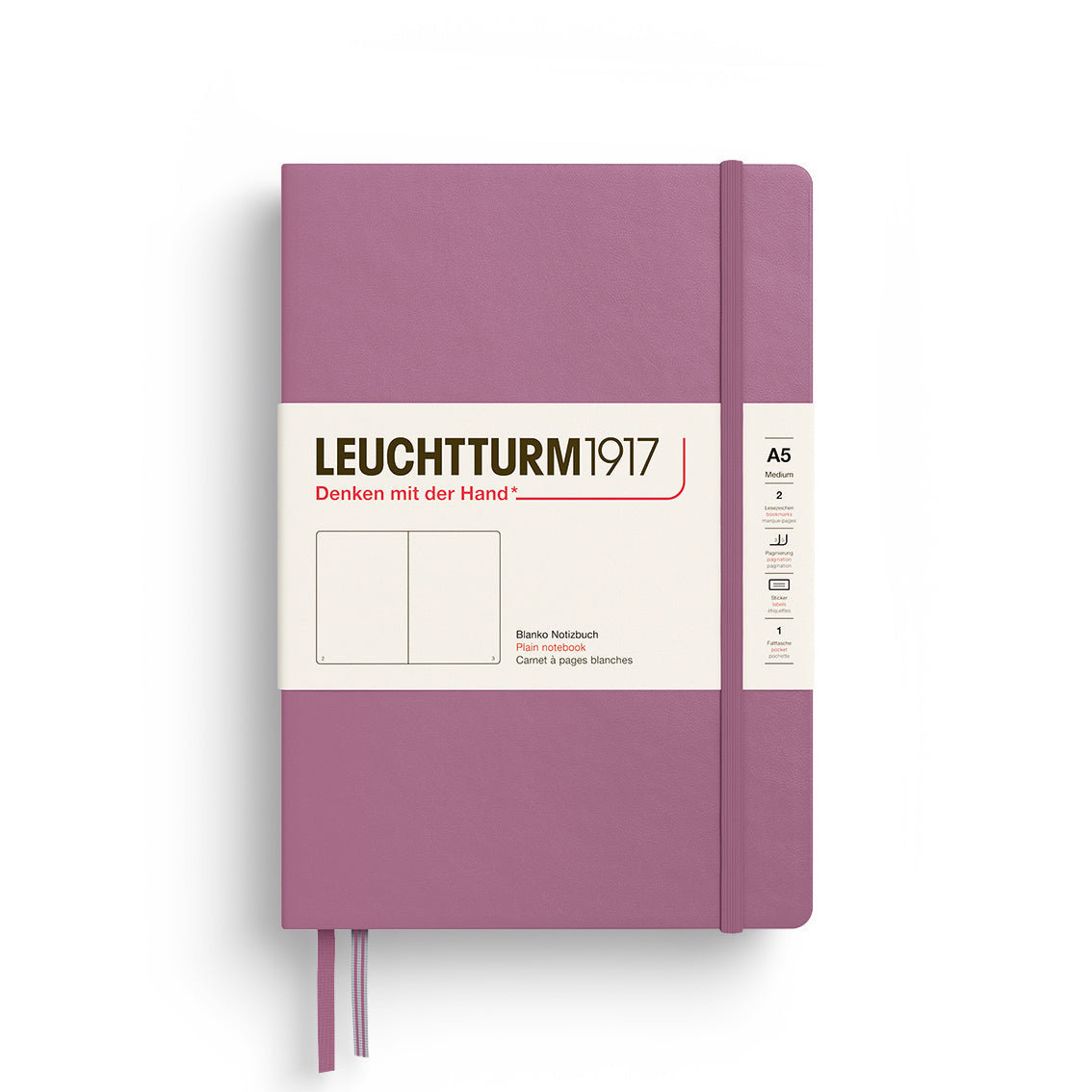 LEUCHTTURM1917 Hardcover Notebook Medium (A5), Plain, 251 Pages - Dusty Rose