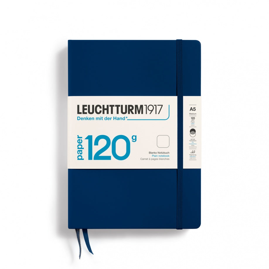 LEUCHTTURM1917 120G Edition Hardcover Notebook Medium (A5), Plain, 203 Pages - Navy