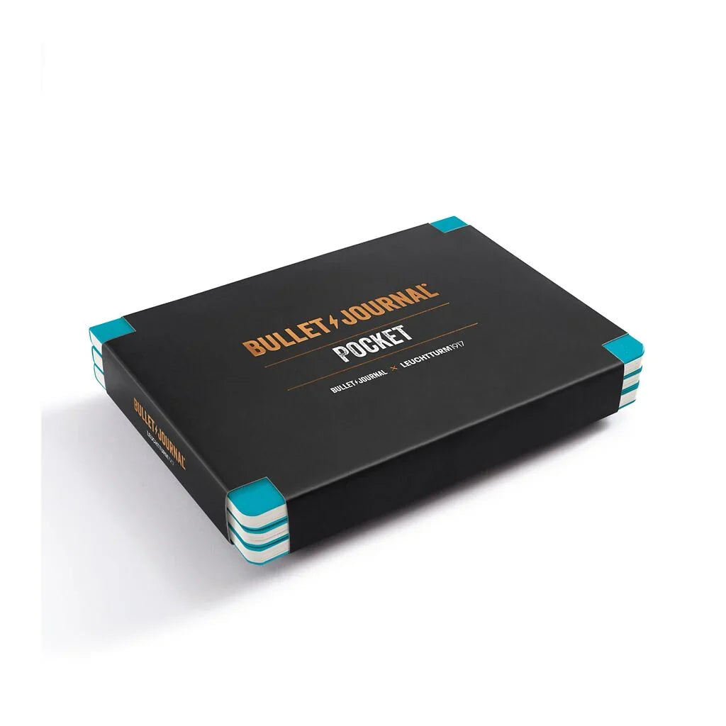LEUCHTTURM1917 Bullet Journal Notebook Pocket (A6), Dotted, 46 Pages, Pack of 3 - Turquoise