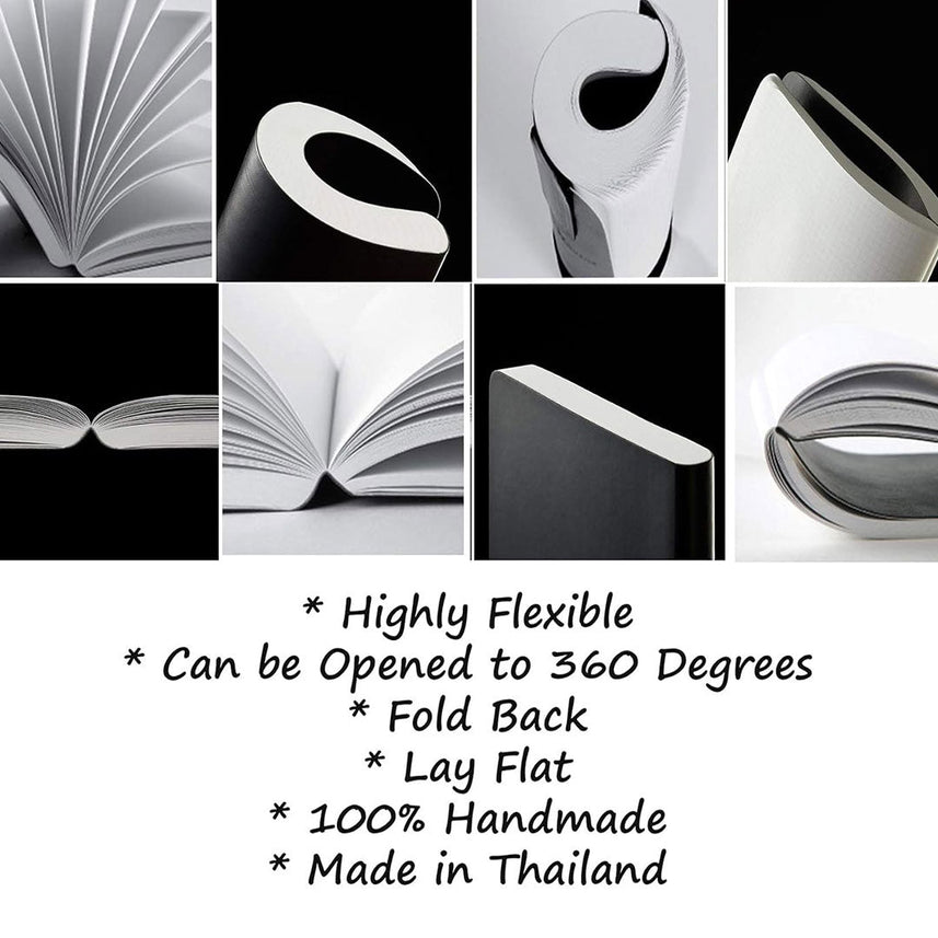 Zequenz A6 Size Grey White Notebook Squared & Blank Acid Free Paper 200 Pages each Ruling 400 Pages 70GSM 360 Degree Flexibility 100% Handmade PU and White paper Basic Plus Series