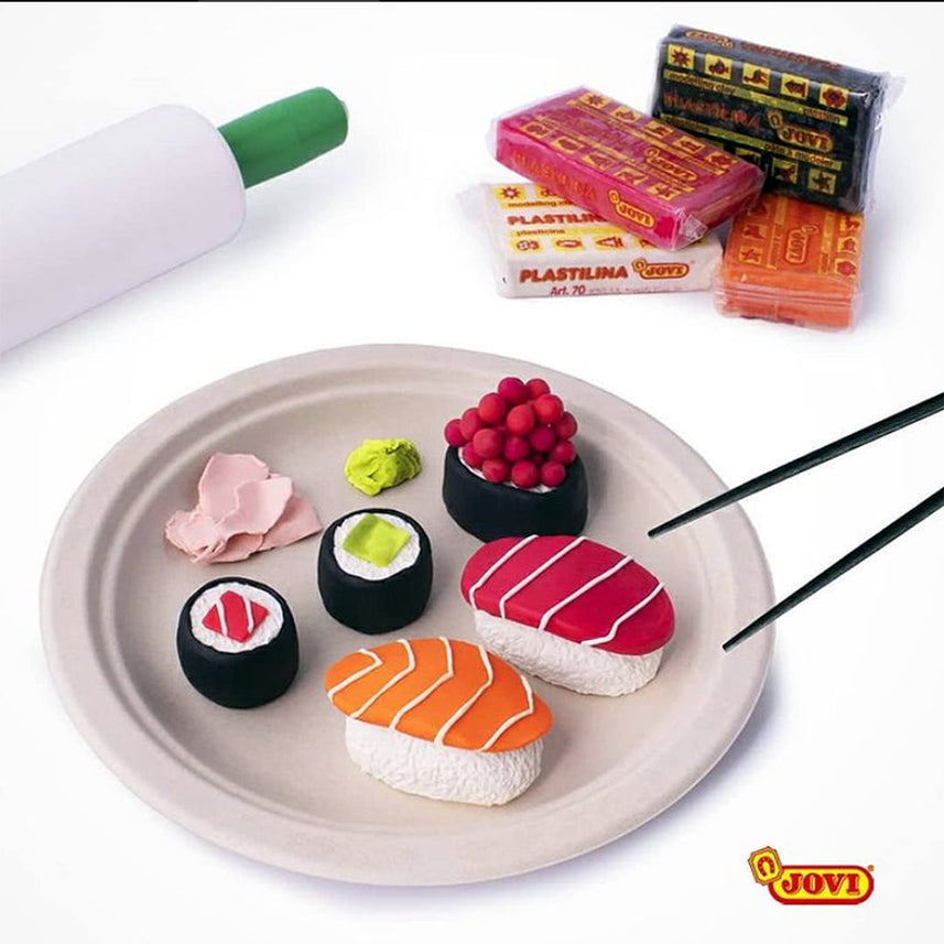 Jovi Plastilina Orange Non-Drying Modelling Clay for Art & Craft, Pack of 6 Bars - 50gms Each for Fine Motor Skills, Moulding, Pottery Sculpting Project Work with Dough