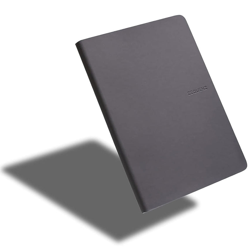 Zequenz A5 Size Storm Grey Slim Notebook Squared Acid Free Paper 200 Pages 80GSM 360 Degree Flexibility 100% Handmade Fountain Pen Friendly Color Series Bookmark Included