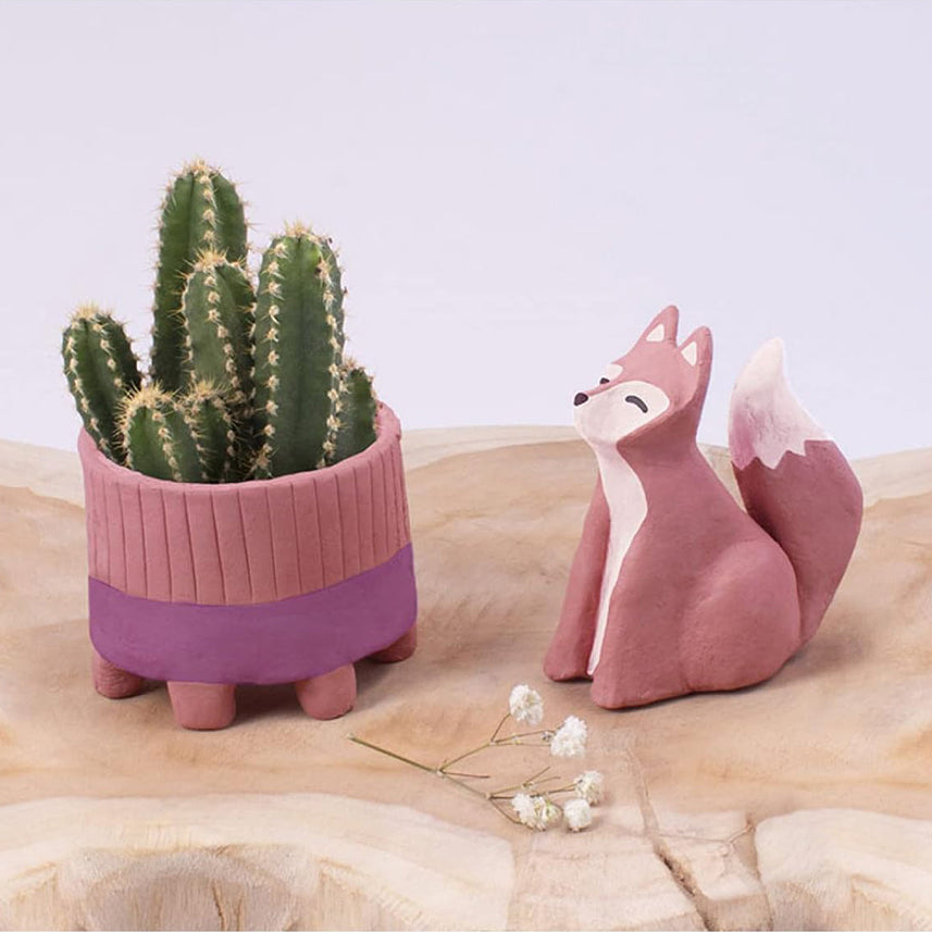 Jovi European Air-Dry Modeling Natural Terracotta Clay 3 Packets - Each Pack of 250 Grams for Sculpting Pottery Art & Craft Handicraft Educational Purpose Fine Motor Skills