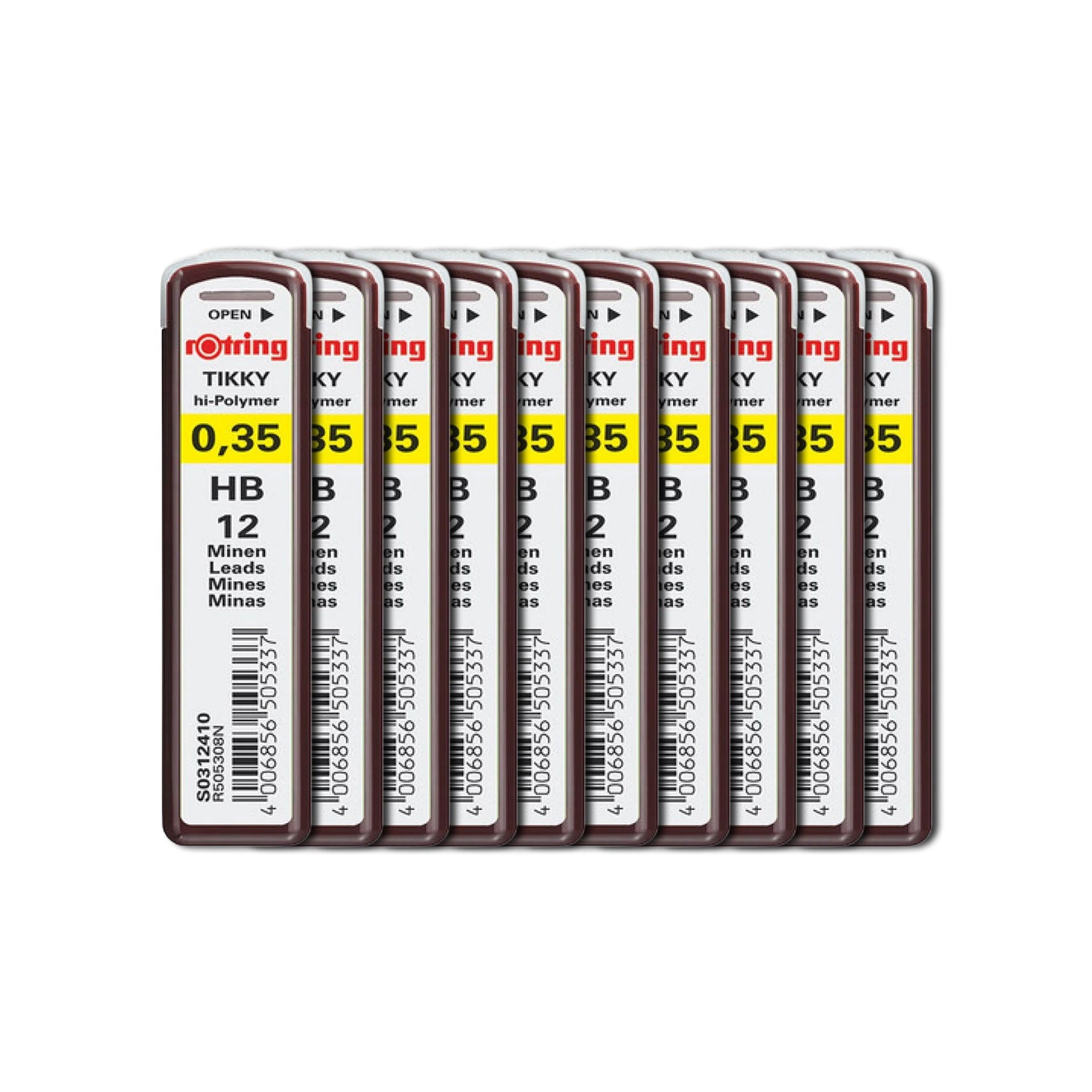 Rotring | Tikky | 0.35 MM | Hard Black (HB) | Pack of 10 | Repkacement Leads