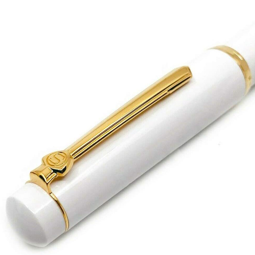 Scrikss | 419 Legendary | Fountain Ink Pen | Medium Nib | Gold Plated | Glossy White Barrel