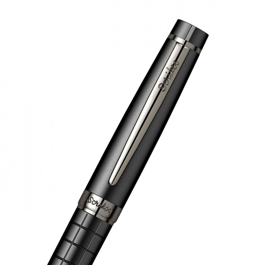 Scrikss | Honour 38 | Matt Black | Roller Ball Point Pen | Checkered Pattern