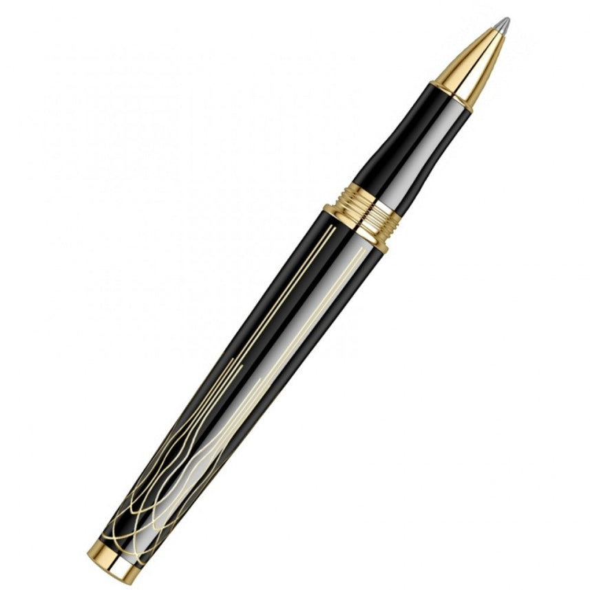 Scrikss | Heritage | Glossy Black | Roller ball Pen | 23k Gold Plated | 1.0mm