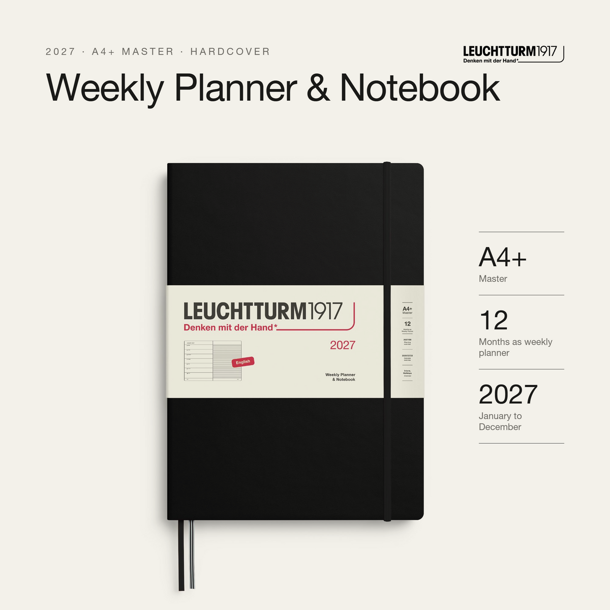 Leuchtturm1917 2027 Weekly Planner & Notebook (A4+) - Black