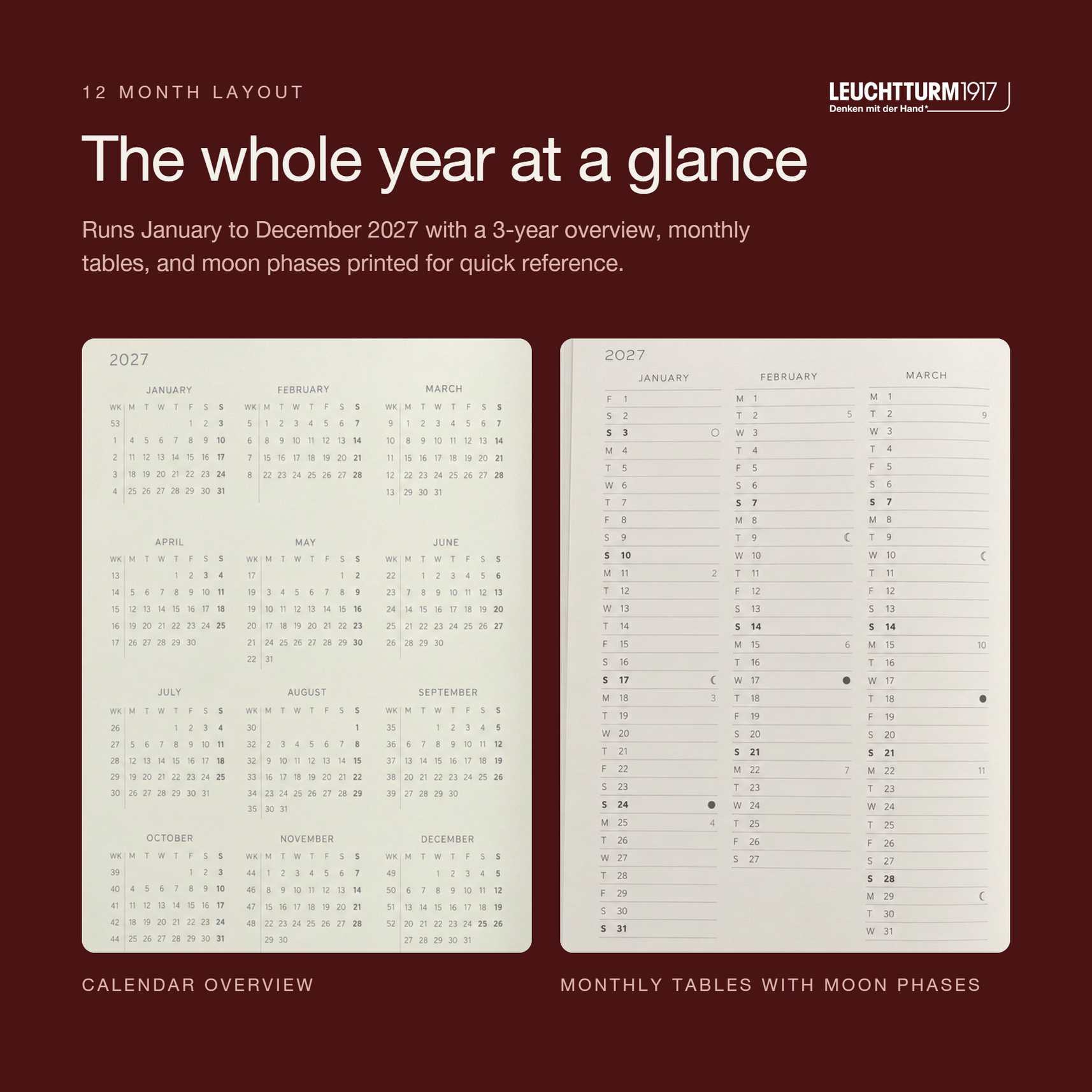 Leuchtturm1917 2027 Weekly Planner & Notebook (A4+) - Cherry