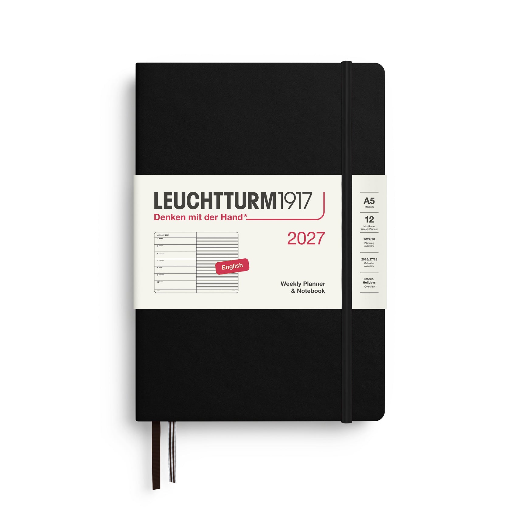 Leuchtturm1917 2027 Weekly Planner A5 - Black