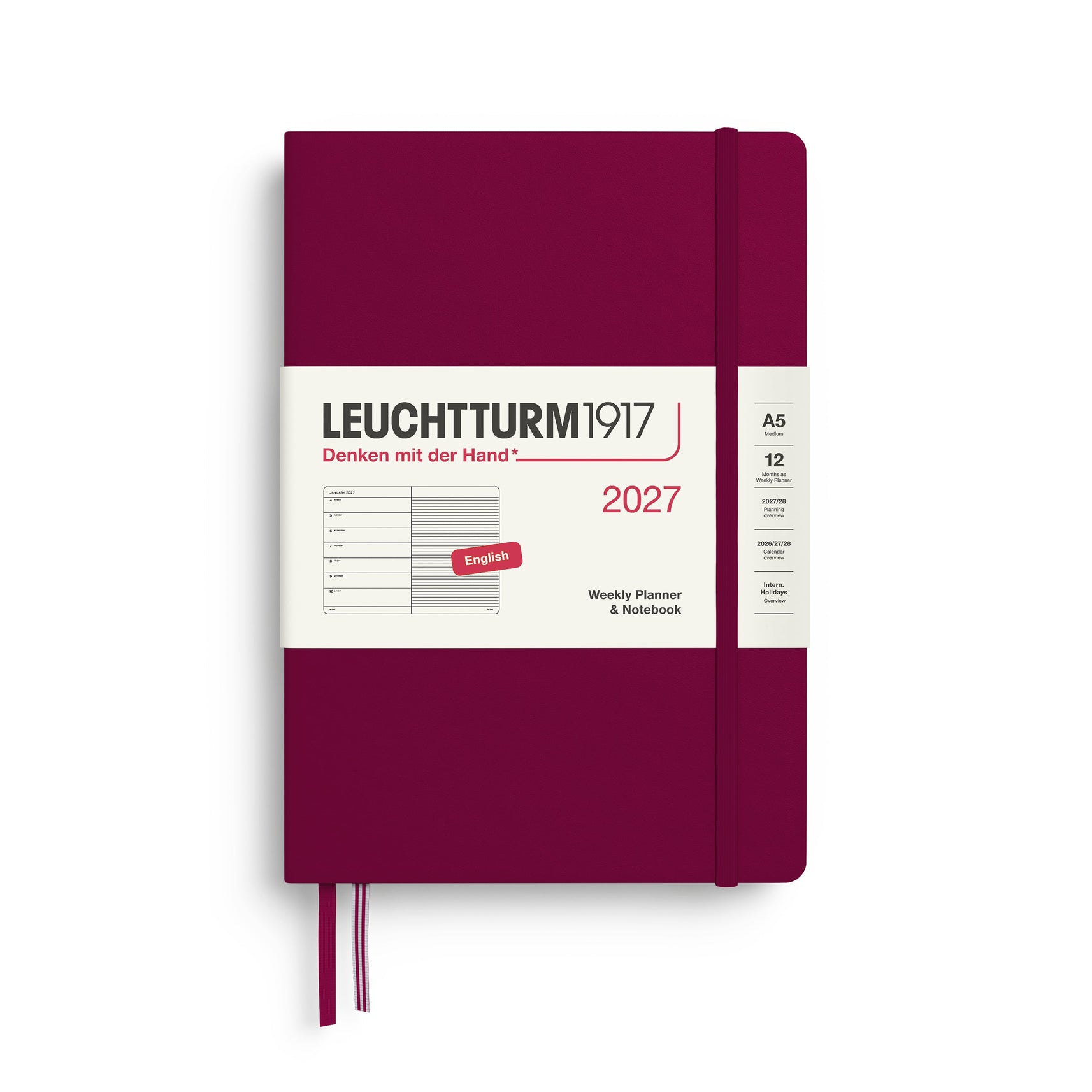 Leuchtturm1917 2027 Weekly Planner A5 - Port Red