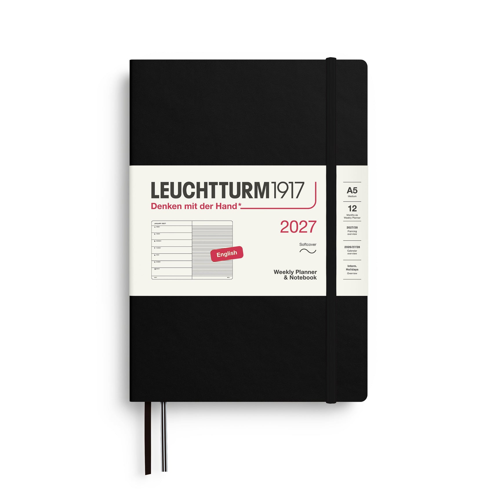 Leuchtturm1917 2027 Weekly Planner A5 Softcover - Black