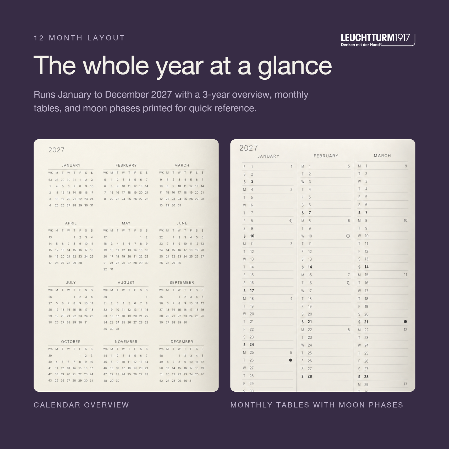 LEUCHTTURM1917 2027 Softcover Weekly Planner & Notebook Medium (A5) - Lilac