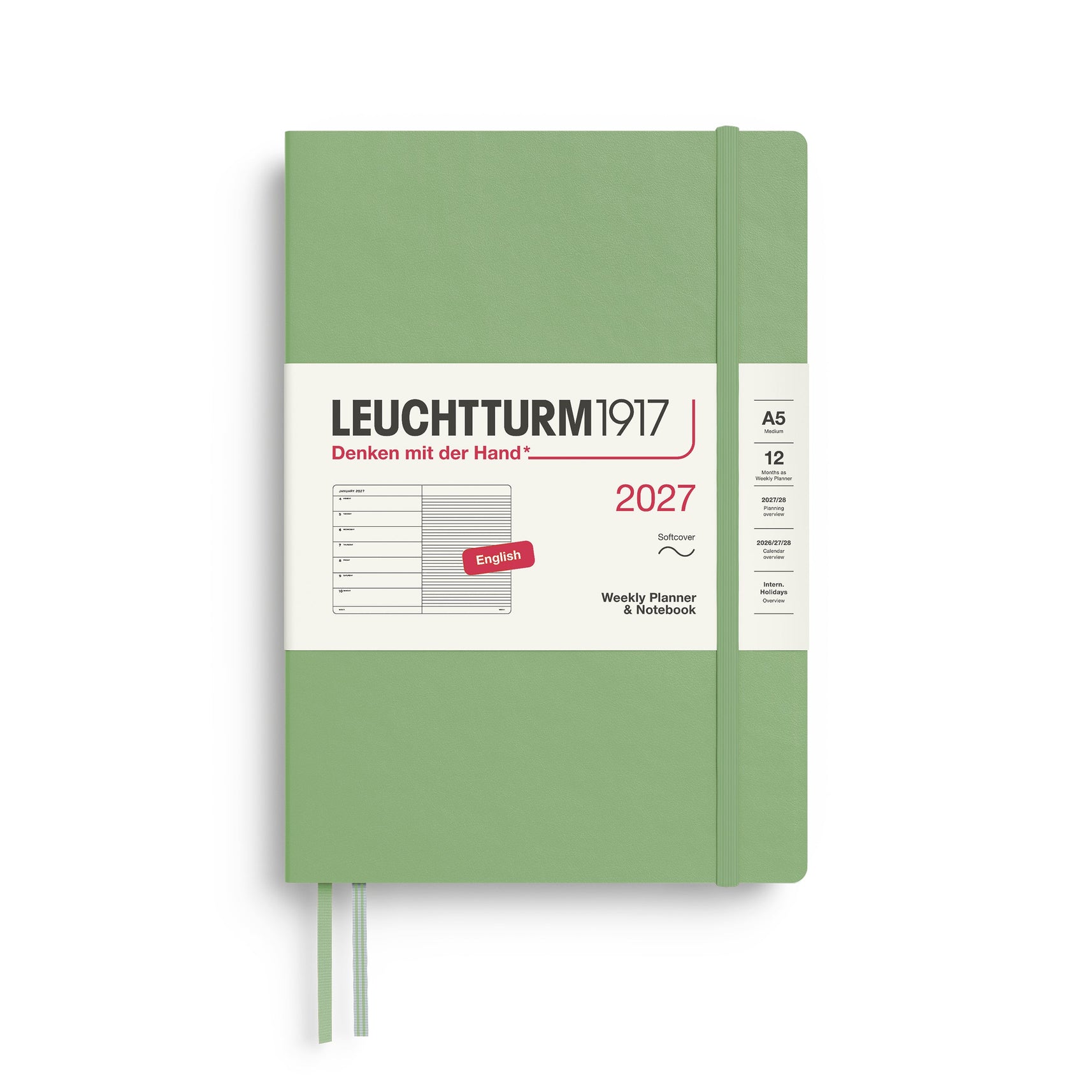 Leuchtturm1917 2027 Weekly Planner A5 Soft Cover - Sage