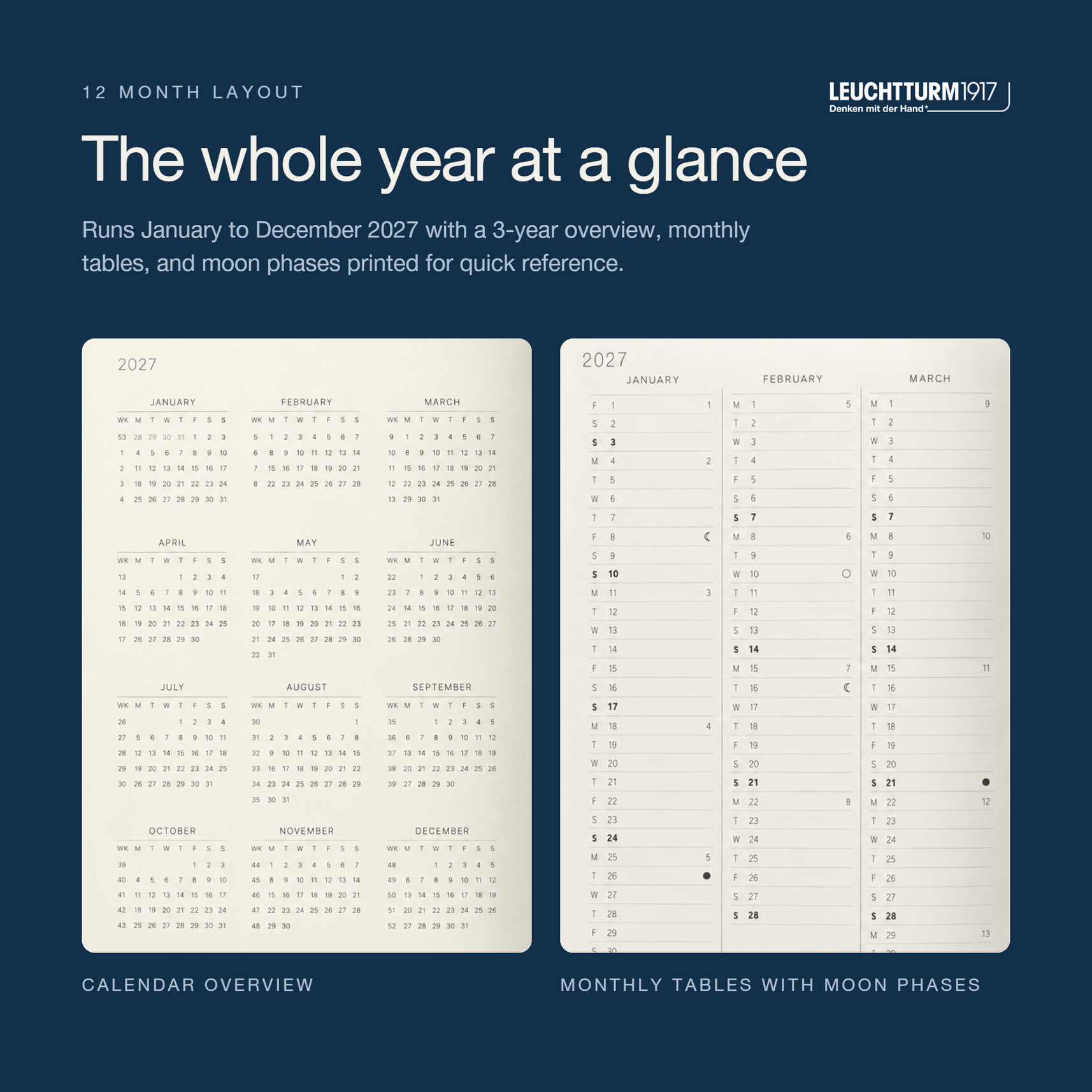 LEUCHTTURM1917 2027 Softcover Weekly Planner & Notebook Medium (A5) - Indigo