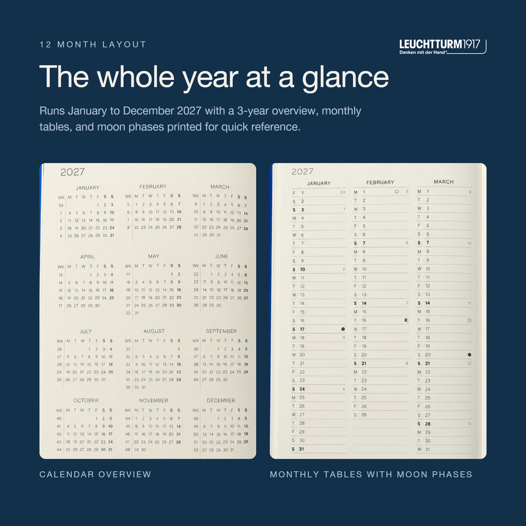 Leuchtturm1917 2027 Weekly Planner & Notebook Softcover (B6+) - Indigo