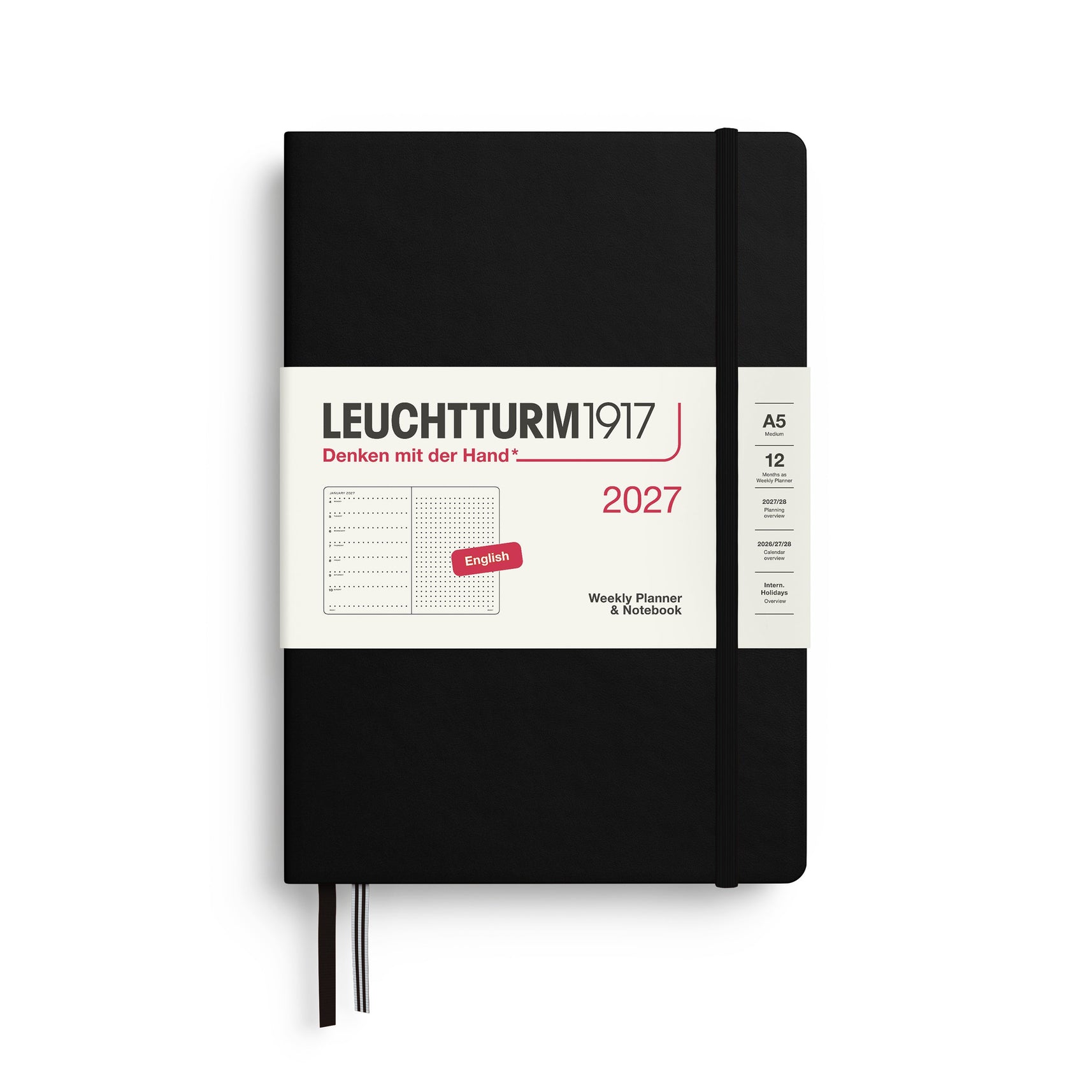 Leuchtturm1917 2027 Weekly Planner A5 Dotted - Black