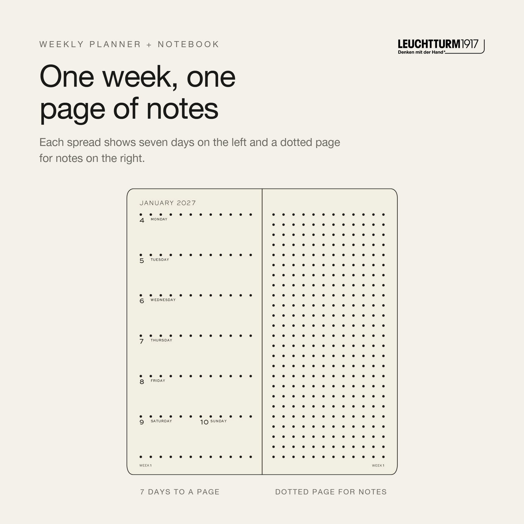 Leuchtturm1917 2027 Weekly Planner Dotted (B6+Xa6