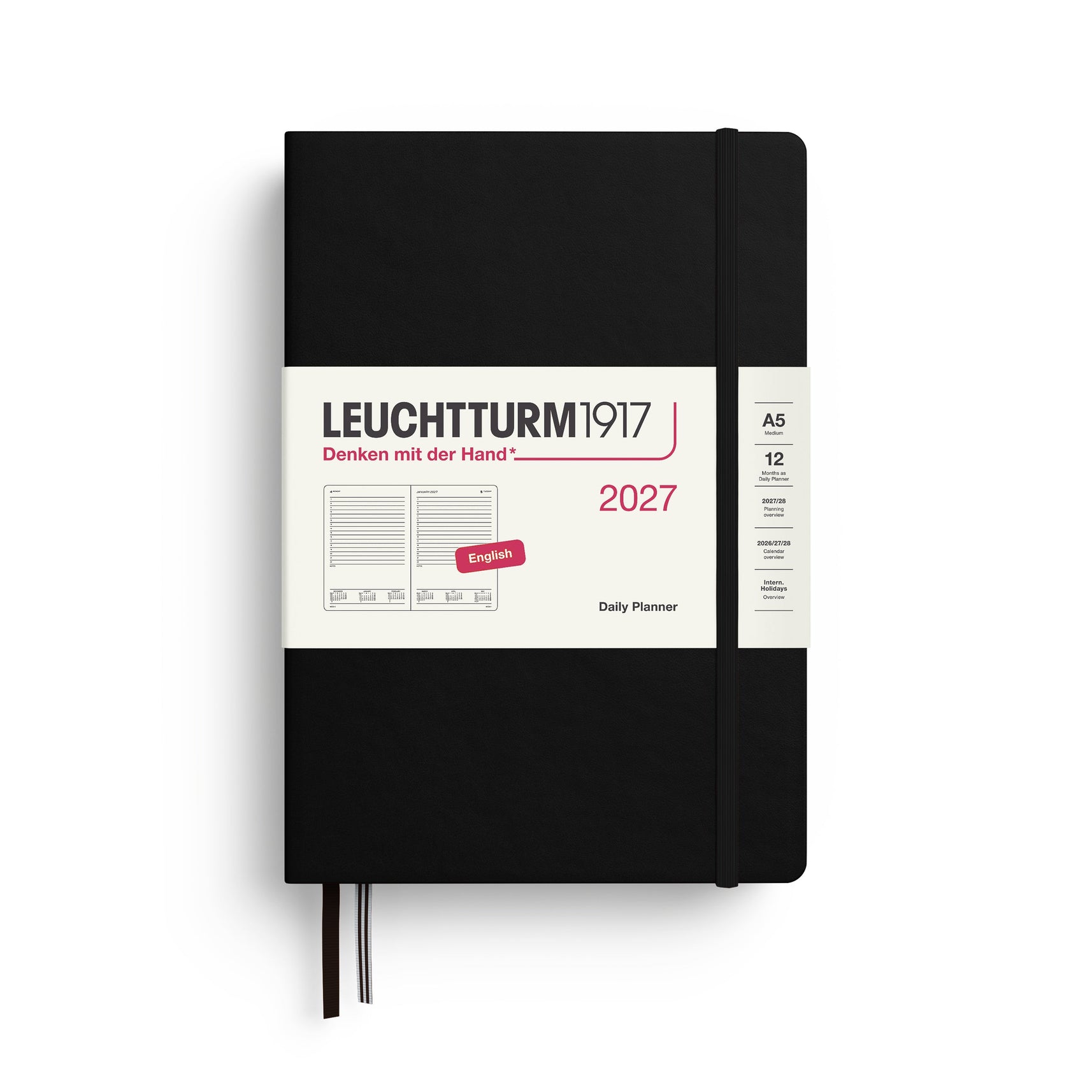 Leuchtturm1917 2027 Daily Planner A5 - Black