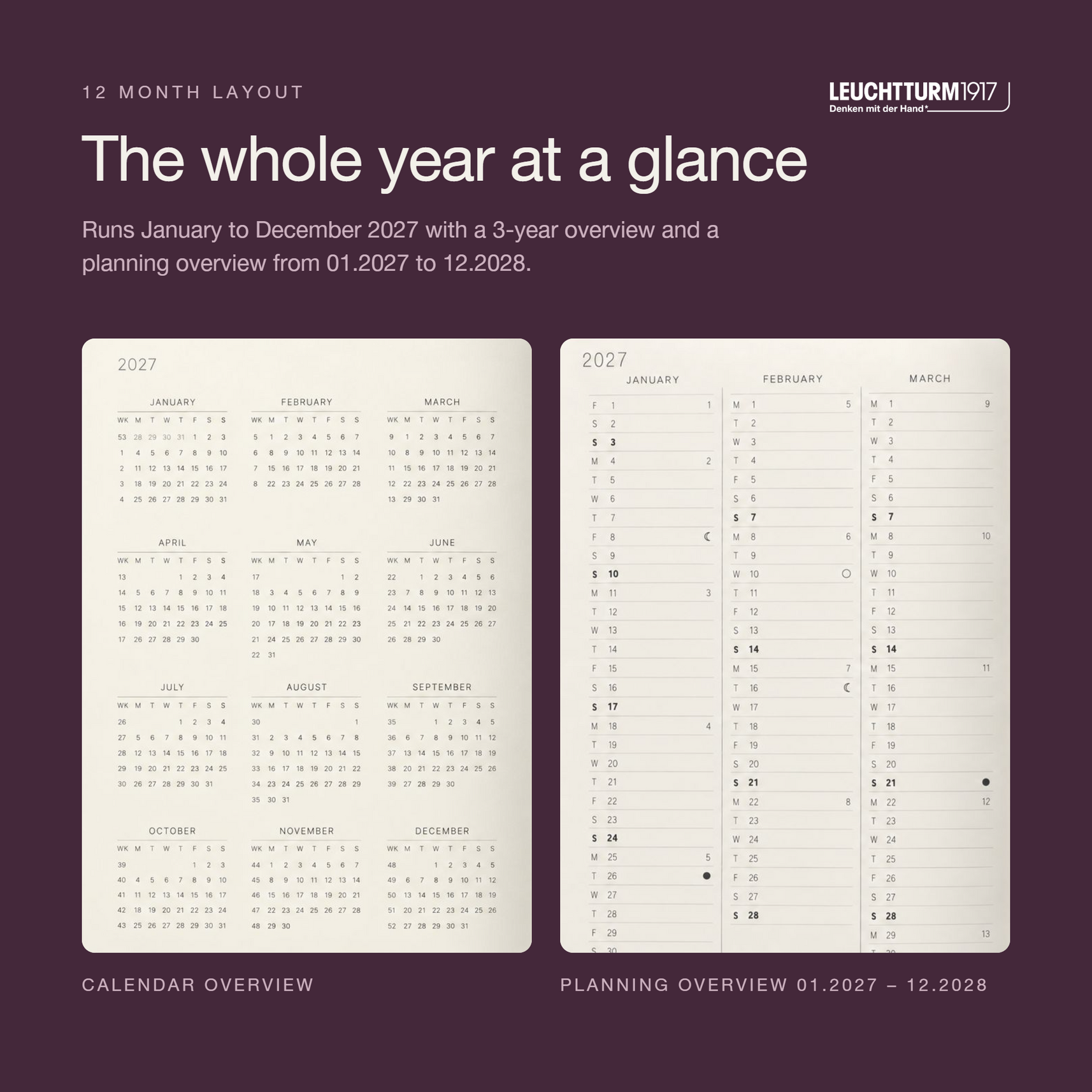 LEUCHTTURM1917 2027 Hardcover Daily Planner Medium (A5) - Dusty Rose