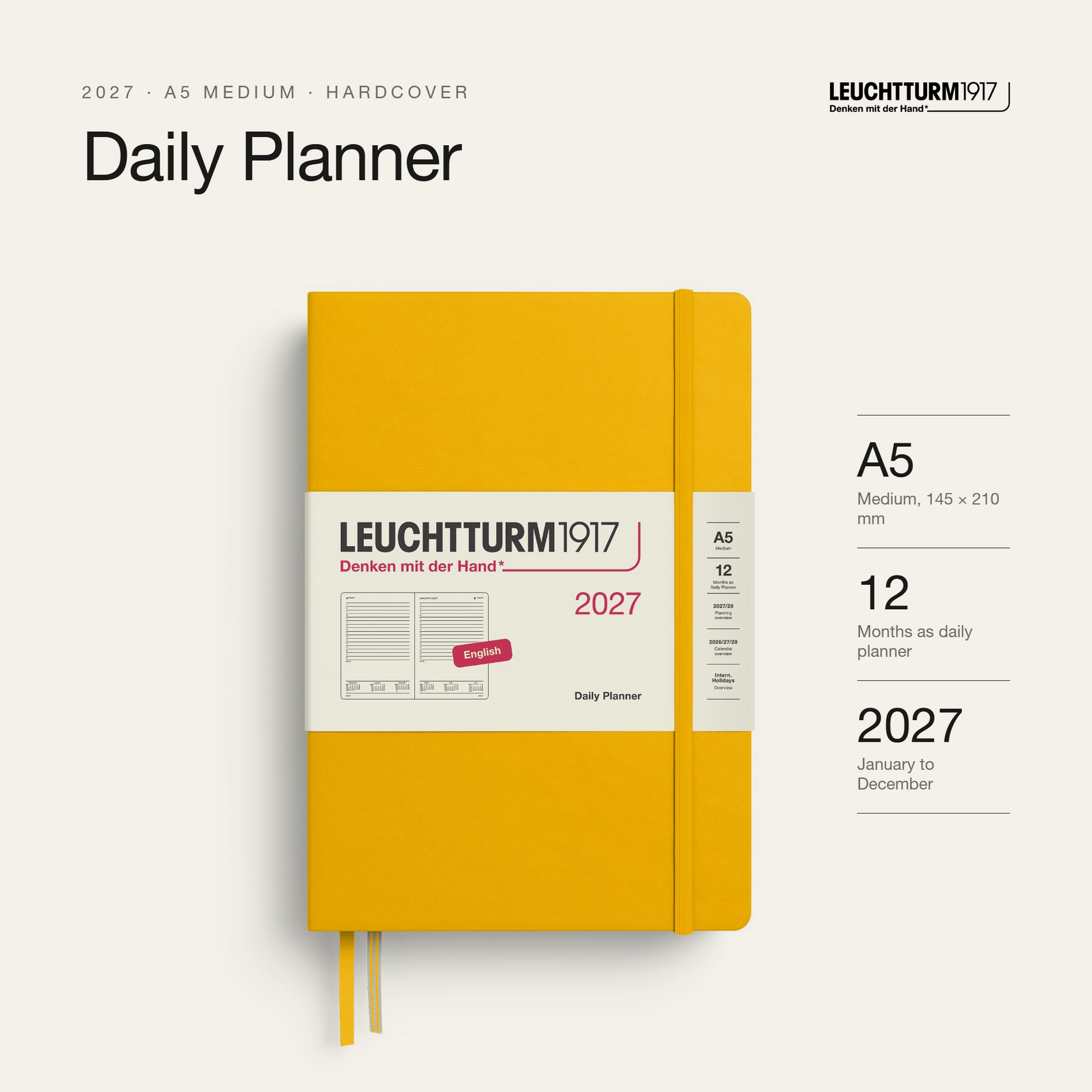 Leuchtturm1917 2027 Daily Planner A5 - Sunflower