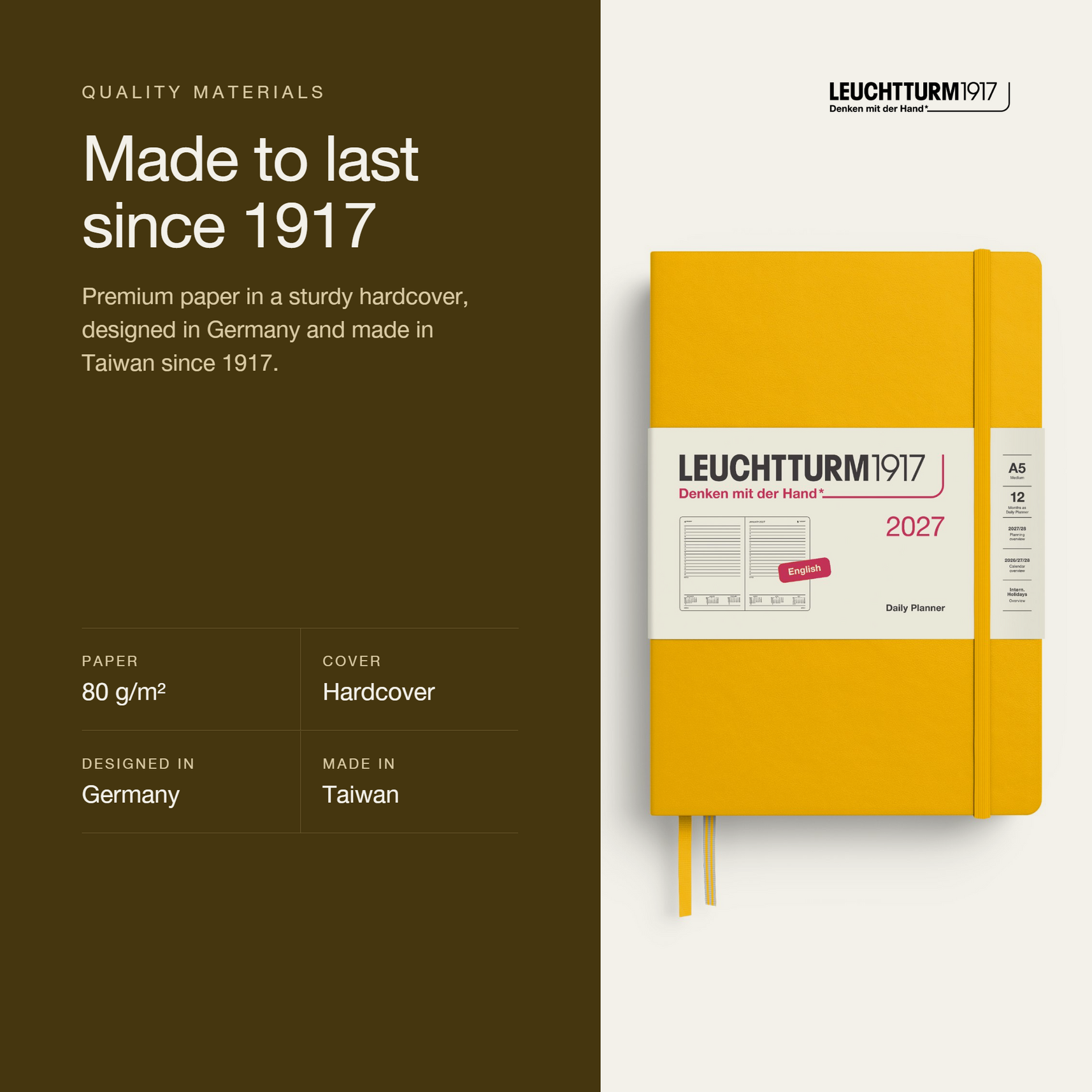 Leuchtturm1917 2027 Daily Planner A5 - Sunflower