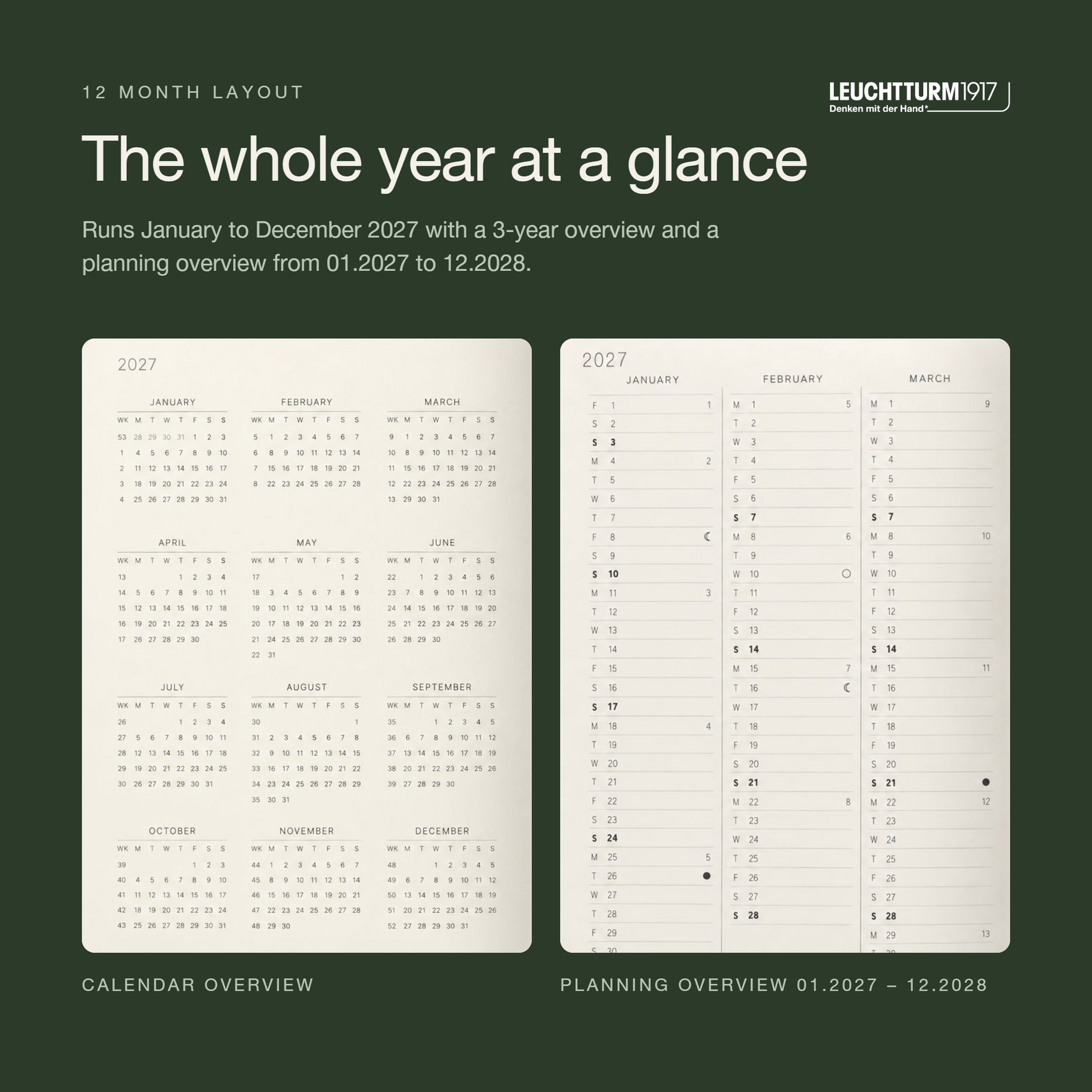 LEUCHTTURM1917 2027 Hardcover Daily Planner Medium (A5) - Sage