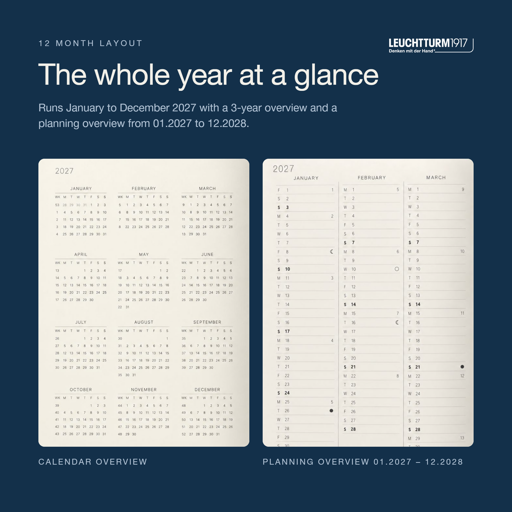LEUCHTTURM1917 2027 Hardcover Daily Planner Medium (A5) - Indigo