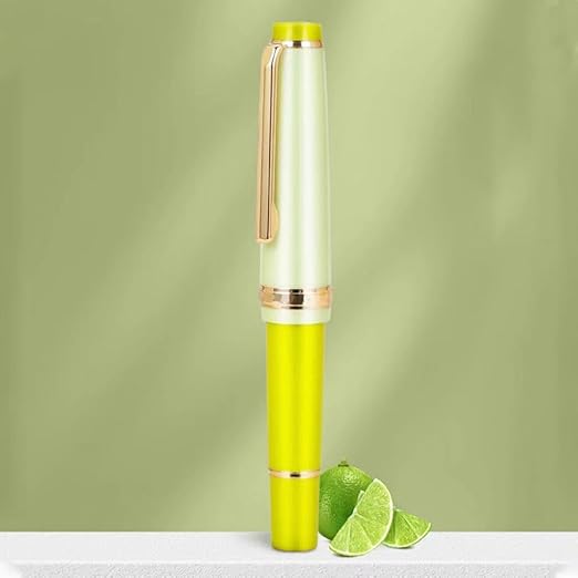 Jinhao 82 Mini Fountain Pen , Smooth Writing Pocket Pen, Gold Trim, Acrylic Lemon Yellow, Includes Converter