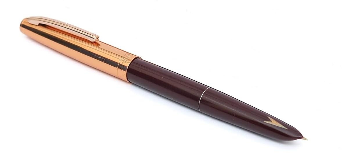 Hero Pen 330 Original Fountain Pen – Iridium Tipped Fine Nib, Gold Cap, Maroon Body