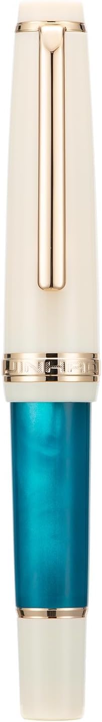 Jinhao 82 Mini Fountain Pen , Smooth Writing Pocket Pen, Gold Trim, Acrylic Peacock Blue, Includes Converter