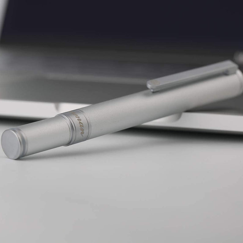 Moonman N1 Aluminum Alloy Fountain Pen, Iridium Fine Nib, Silver Pocket Pen, Calligraphy Pen with Ink Cartridges, Executive Pens for Business Signature and Collection